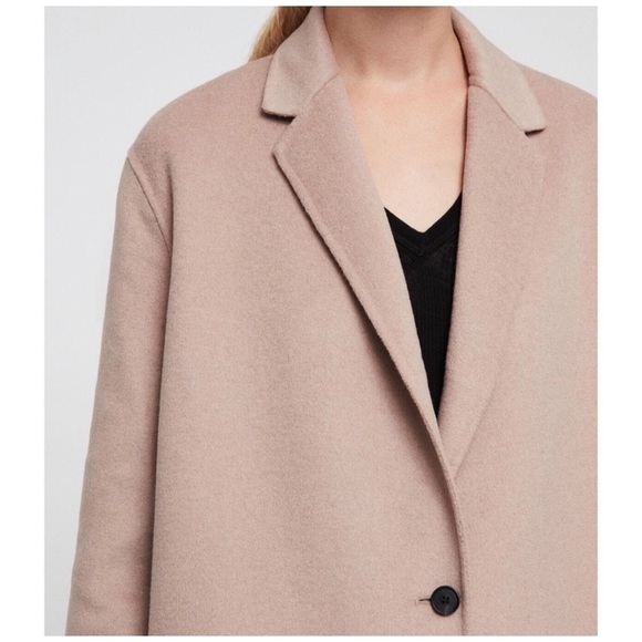 ALLSAINTS Anya Wool-blend Coat In Quartz Pink Pockets 2 Buttons NWT $525 - Picture 12 of 12